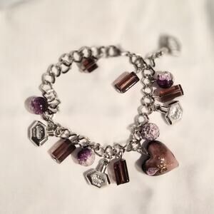 Vintage Coty "Calyx" Paris Perfume Bottle Charm Bracelet | Whimsigoth Y2K purple